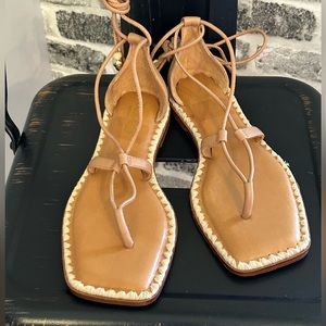 Antonio Melani The Nat Note Alhambra Leather
Ankle Wrap Thong Sandals Nwob 6M